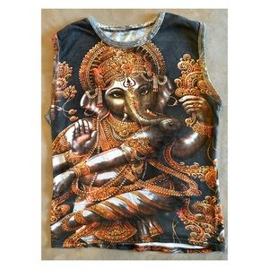 Sleeveless shirt with Ganesh